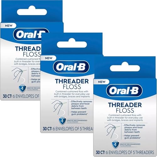 Oral-B OralB Threader Floss 30 Count 6 Envelopes of 5 Threaders Pack of 3 - Image 2
