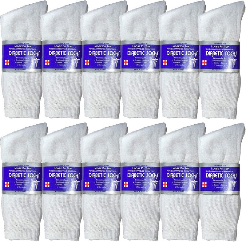 USBingoshop جوارب طبية معتمدة للرجال من USBingoshop 3 6 أو 12 زوج من جوارب الكاحل القطنية لمرضى السكري - Image 1
