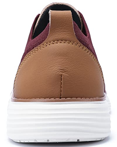 VILOCY Men's Casual Dress Sneakers Oxfords Business Shoes Lace Up Lightweight Comfortable Breathable Walking Knit Mesh Fashion Sneakers Tennis Wine Red,EU43 - Image 5