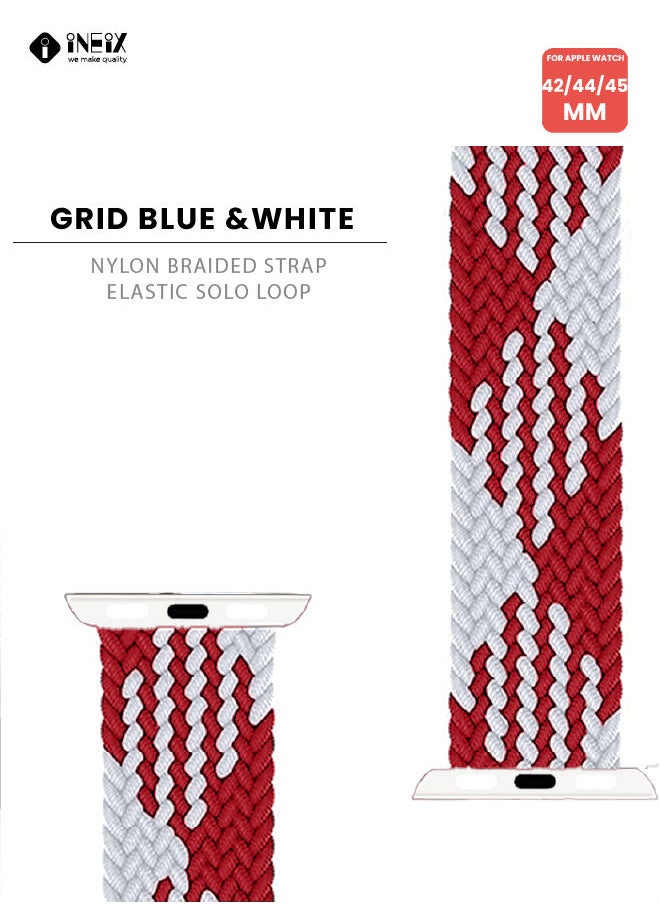 INEIX Braided Nylon Adjustable Solo Loop Band For Apple watch 42/44/45 mm - Red/White  - Image 4