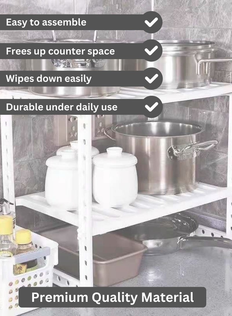 Home Care Kitchen Sink Drain Rack – Detachable Dish Drainer for Washing/Drying, Plastic Plate Stand Drainer, Non-Toxic, 2-Tier Adjustable Kitchen Rack with Screws | Kitchen Racks - Image 3