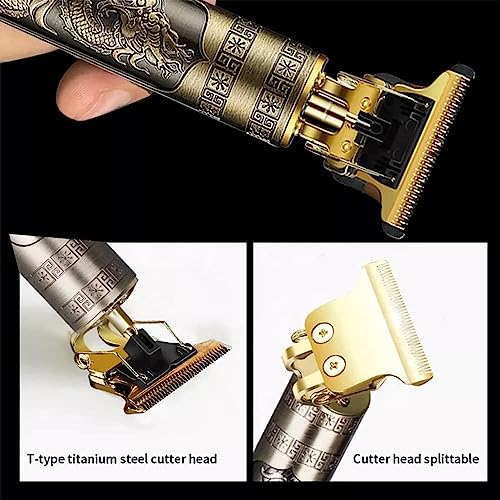 ARDAKI Trimmer Men Rechargeable Professional Hair Clipper Beard Mustache Shaver for Close Cutting Cordless Electric T-Blade Zero Gapped Edgers Men's Grooming Kit Full Body, Gold - Image 2