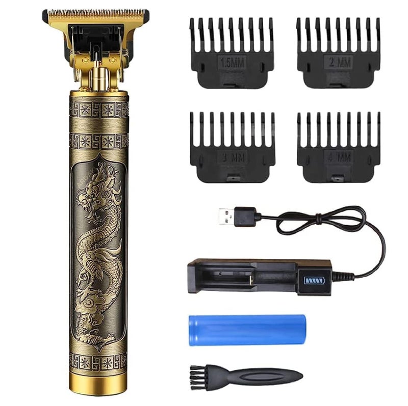 ARDAKI Trimmer Men Rechargeable Professional Hair Clipper Beard Mustache Shaver for Close Cutting Cordless Electric T-Blade Zero Gapped Edgers Men's Grooming Kit Full Body, Gold - Image 1