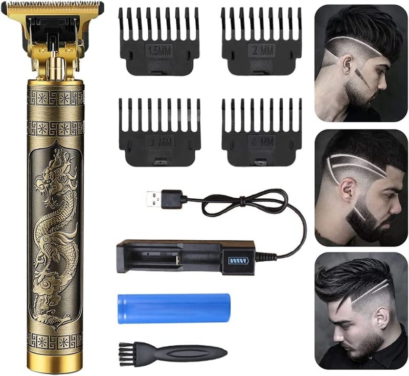 ARDAKI Trimmer Men Rechargeable Professional Hair Clipper Beard Mustache Shaver for Close Cutting Cordless Electric T-Blade Zero Gapped Edgers Men's Grooming Kit Full Body, Gold - Image 3