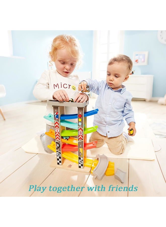 TOP BRIGHT Toddler Toys Race Track for 1 2 Year Old Boy Gifts Wooden Car Ramp Racer with 6 Mini Cars - Image 4