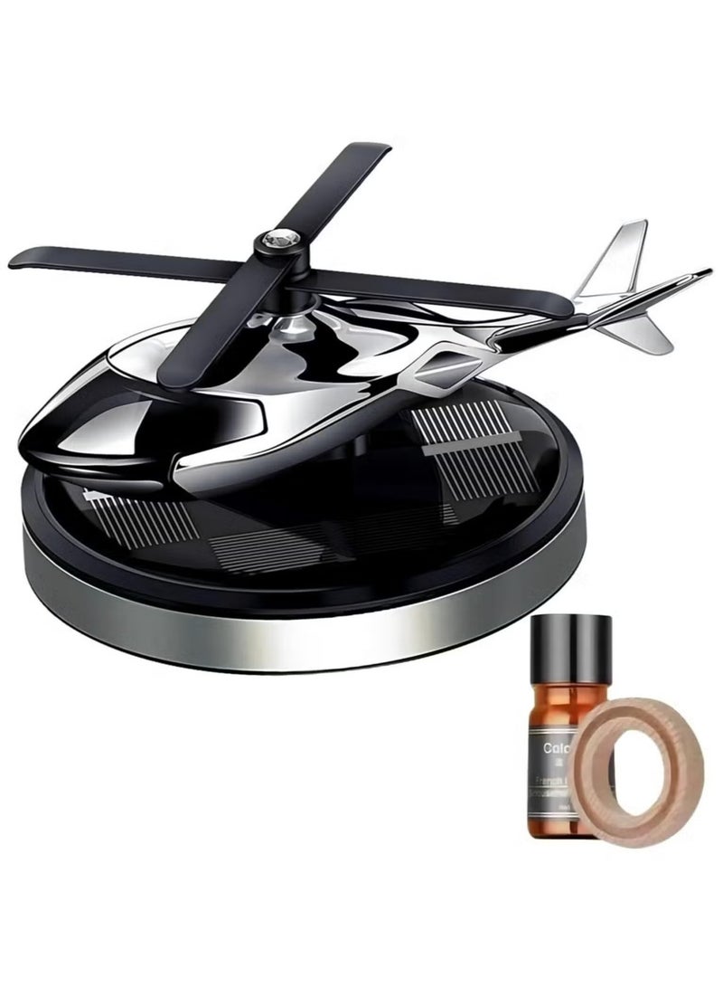 JAJEEK Solar-Powered Helicopter Car Air Freshener – Rotating Aromatherapy Diffuser, Aviation Alloy Design, Eco-Friendly and Efficient for Fresh Air in Car and Home (Silver) - Image 1