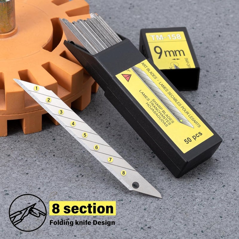 Gomake 100pcs Knife Replacement Blades, 30 Degree Carbon Steel 9mm Snap Off Blades for Retractable Cutting Knives, Hobby, Craft Knife, Box Cutter - Image 4