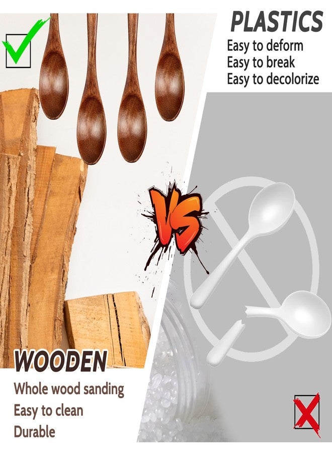 cobee 5.9 Inch Small Wooden Spoons, 4 Pack Wooden Honey Spoon for Tea, Small Soup Spoons Serving Spoons Wooden Teaspoon for Coffee Tea Jar Condiment Jam Salts - Image 3