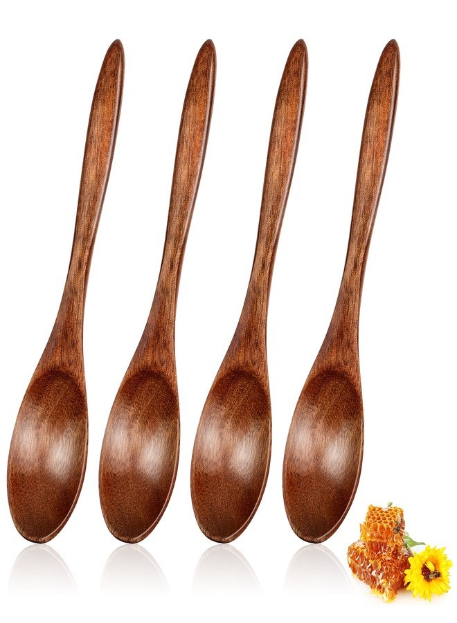 cobee 5.9 Inch Small Wooden Spoons, 4 Pack Wooden Honey Spoon for Tea, Small Soup Spoons Serving Spoons Wooden Teaspoon for Coffee Tea Jar Condiment Jam Salts - Image 1