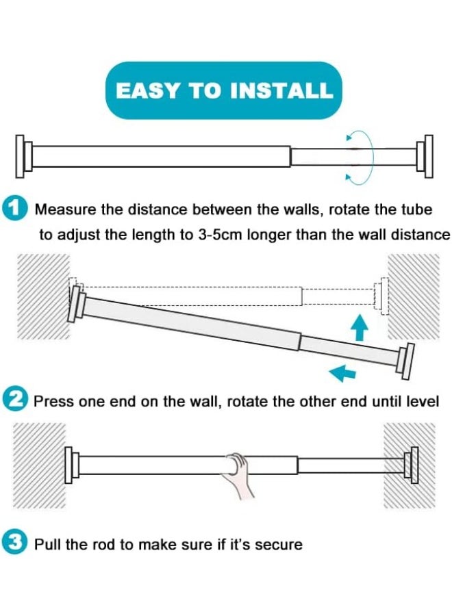 سوفام قضيب الستائر غير الانزلاقي القابل للضبط -لا تصدأ أبدا 304 فولاذ مقاوم للصدأ، قطب الستائر النابض التليسكوبي في المرحاض -لا يوجد ثقب للملابس القابلة للتوسيع قضيب (110-190 سم) - Image 3