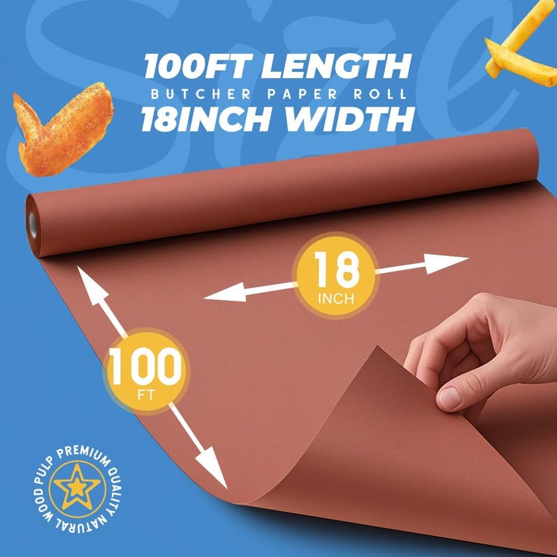 PH PERKHOMY Pink Butcher Paper Roll 18" x 1200" (100') for Smoker BBQ Grilling Smoking Meat Unbleached Uncoated Unwaxed (Pink, 18" x 100') - Image 2