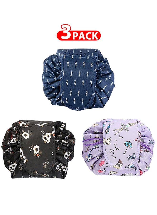 MARGOUN 3 Pack Drawstring Lazy Cosmetic Travel Bag Women Makeup Bag for Travel and Household to Storing Cosmetics - Image 1