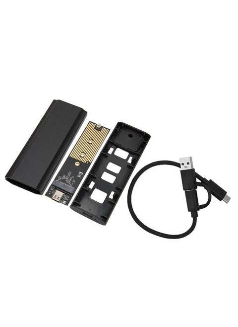 M.2 Nvme PCIE/NGFF SATA dual protocol solid state drive enclosure Type-C portable aluminum alloy hard drive enclosure USB3.2 Gen2 high speed 10Gbps transmission with USB3.0+Type-C double-headed data cable black