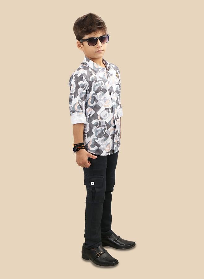 تي اس تريندس طقم قميص وبنطلون مطبوع بأزرار من تي إس تريندز - Image 2