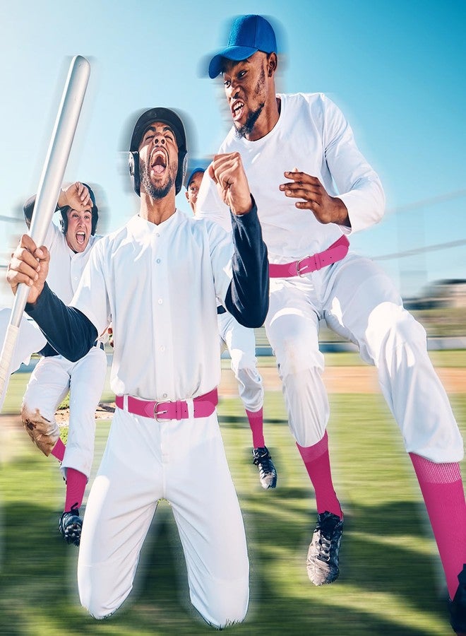 زانماي طقم جوارب وحزام بيسبول من زانماي، جوارب سوفتبول قابلة للتعديل وحزام خصر مطاطي للشباب والبنات والبالغين (لون وردي فاقع، للأطفال) - Image 5