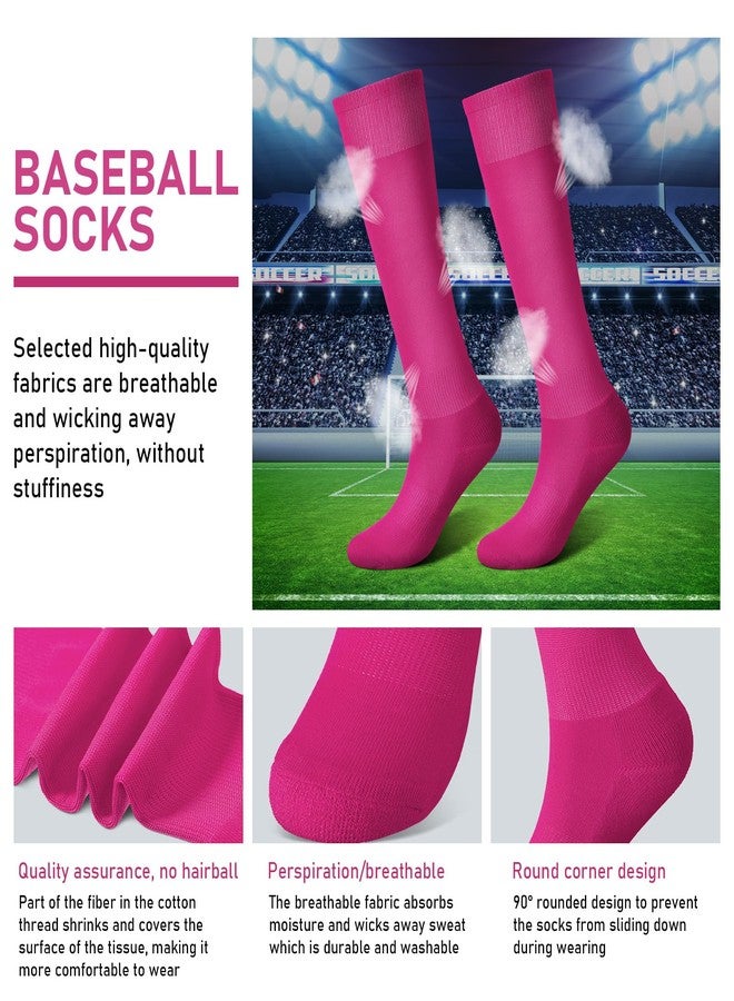 زانماي طقم جوارب وحزام بيسبول من زانماي، جوارب سوفتبول قابلة للتعديل وحزام خصر مطاطي للشباب والبنات والبالغين (لون وردي فاقع، للأطفال) - Image 3