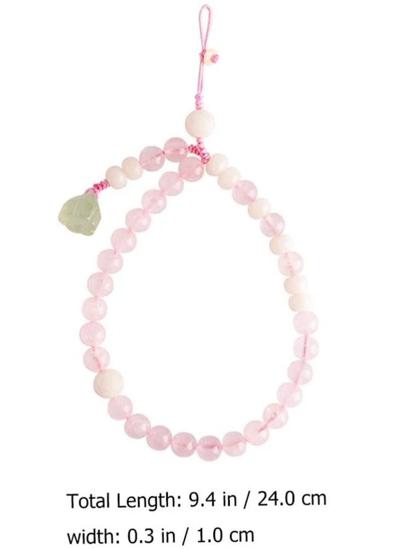 SYOSI Cell Phone Lanyard Strap Pink Crystal Beads, Hand Wrist Phone Charms Bracelet Anti-lost Wrist Rope String Vintage Hanging Rope for Camera Car Key Purse Hanging Decor, 1 Pcs, Pink  - Image 4