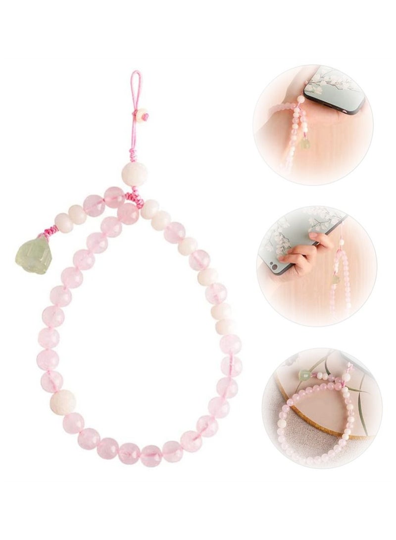 SYOSI Cell Phone Lanyard Strap Pink Crystal Beads, Hand Wrist Phone Charms Bracelet Anti-lost Wrist Rope String Vintage Hanging Rope for Camera Car Key Purse Hanging Decor, 1 Pcs, Pink  - Image 1