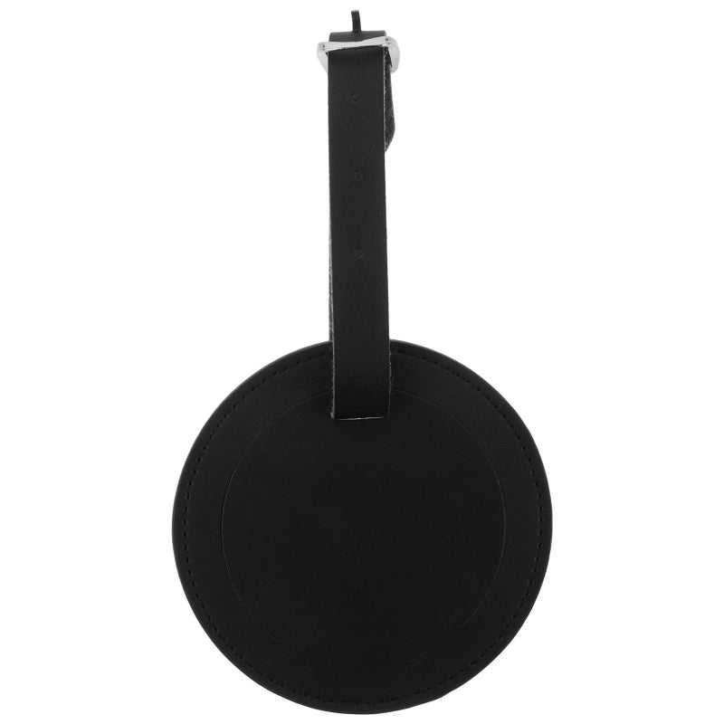 Pu Leather Luggage Tags Round Business Card Holder Suitcases Baggage Bag Suitcase Labels Id Identify Labels For Carnival Cruise Ships Travel Tags Black - Image 1