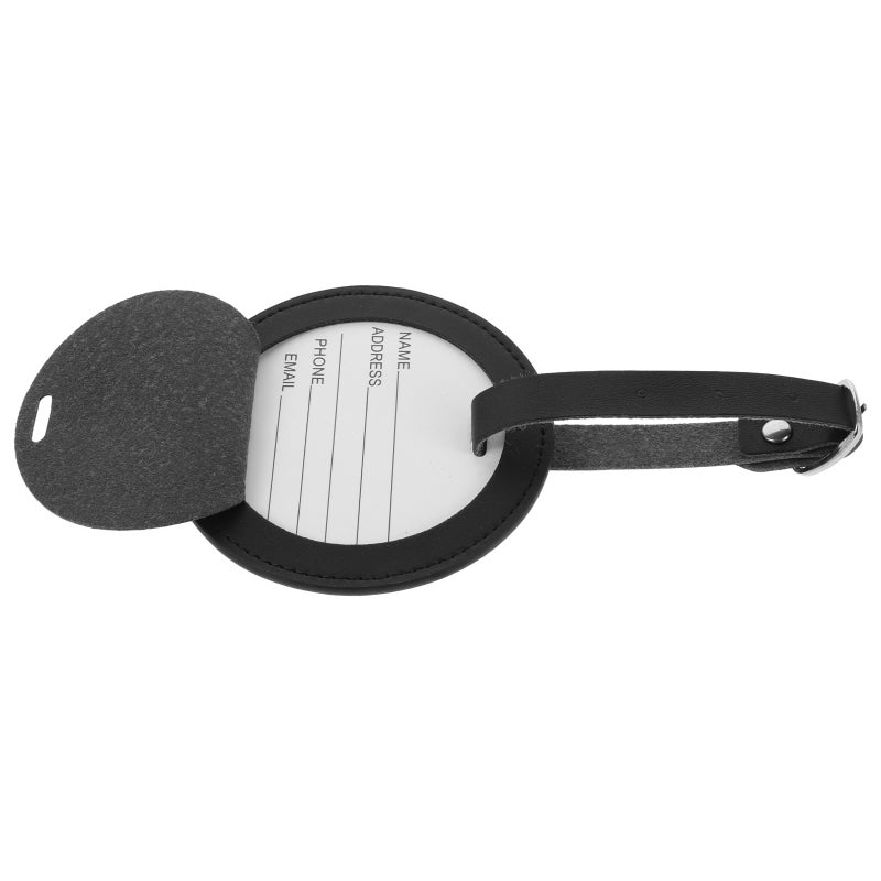 Pu Leather Luggage Tags Round Business Card Holder Suitcases Baggage Bag Suitcase Labels Id Identify Labels For Carnival Cruise Ships Travel Tags Black - Image 5