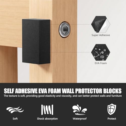 Serplex® 20Pcs EVA Furniture Wall Protectors, Black Headboard Stoppers for Wall, Wall Protector from Furniture, 10Pcs EVA Foam Pads+10Pcs Felt Pads Bed Bumper, Chair,Bed,Sofa,Cabinet-Black - Image 3