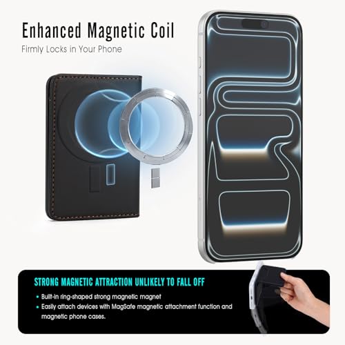 ASAPDOS For MagSafe Wallet,Magnetic Card Holder RFID Blocking Wallet with 5 Card Slots & Cash Pocket For iPhone 17/16/ 15/14/ 13/12/ Pro/Max/Plus/Air Black - Image 4