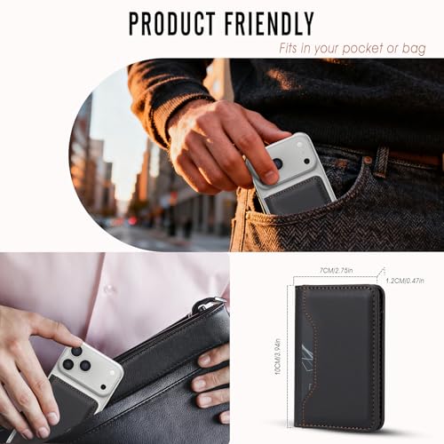ASAPDOS For MagSafe Wallet,Magnetic Card Holder RFID Blocking Wallet with 5 Card Slots & Cash Pocket For iPhone 17/16/ 15/14/ 13/12/ Pro/Max/Plus/Air Black - Image 5