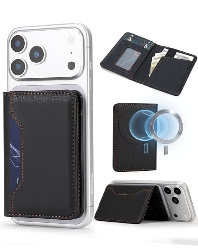 ASAPDOS For MagSafe Wallet,Magnetic Card Holder RFID Blocking Wallet with 5 Card Slots & Cash Pocket For iPhone 17/16/ 15/14/ 13/12/ Pro/Max/Plus/Air Black - Image 1