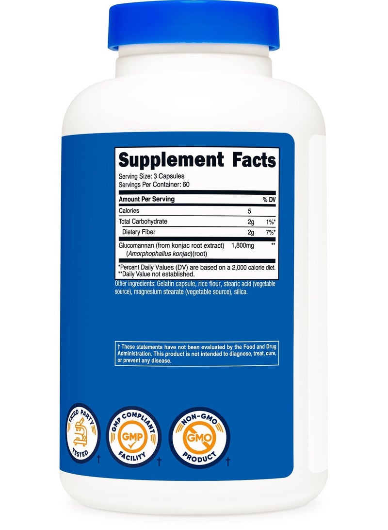 Nutricost Glucomannan Konjac Root Extract 1,800 mg – Natural Fiber Supplement – Non-GMO, Gluten-Free – 180 Capsules - Image 2