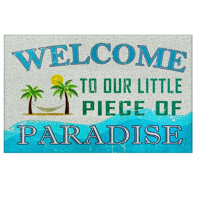 Supwhd Beach Door Mat, Coastal Beach Welcome Mat, Beach Decor for Room House, Nautical Door Mat, Coastal Bathroom Kitchen Decor, Welcome to Our Little Piece of Paradise 17x30 in - Image 1