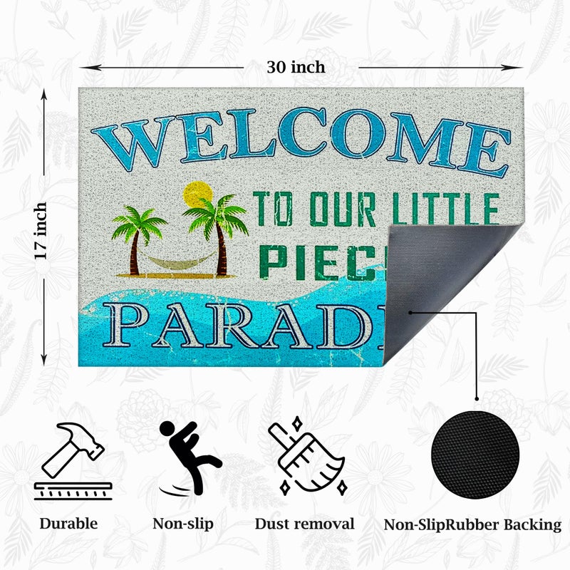 Supwhd Beach Door Mat, Coastal Beach Welcome Mat, Beach Decor for Room House, Nautical Door Mat, Coastal Bathroom Kitchen Decor, Welcome to Our Little Piece of Paradise 17x30 in - Image 5