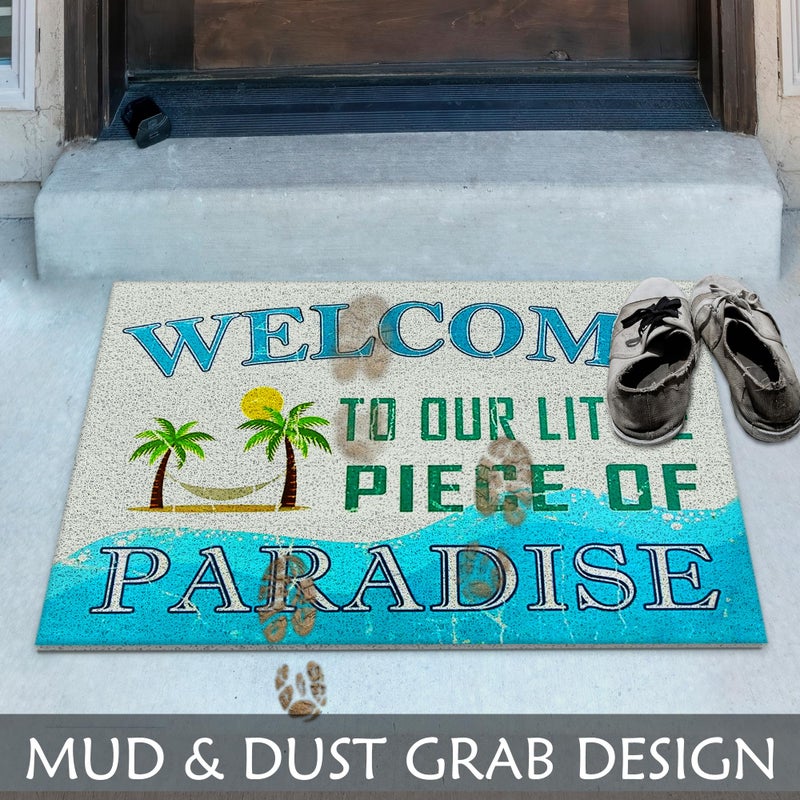 Supwhd Beach Door Mat, Coastal Beach Welcome Mat, Beach Decor for Room House, Nautical Door Mat, Coastal Bathroom Kitchen Decor, Welcome to Our Little Piece of Paradise 17x30 in - Image 3