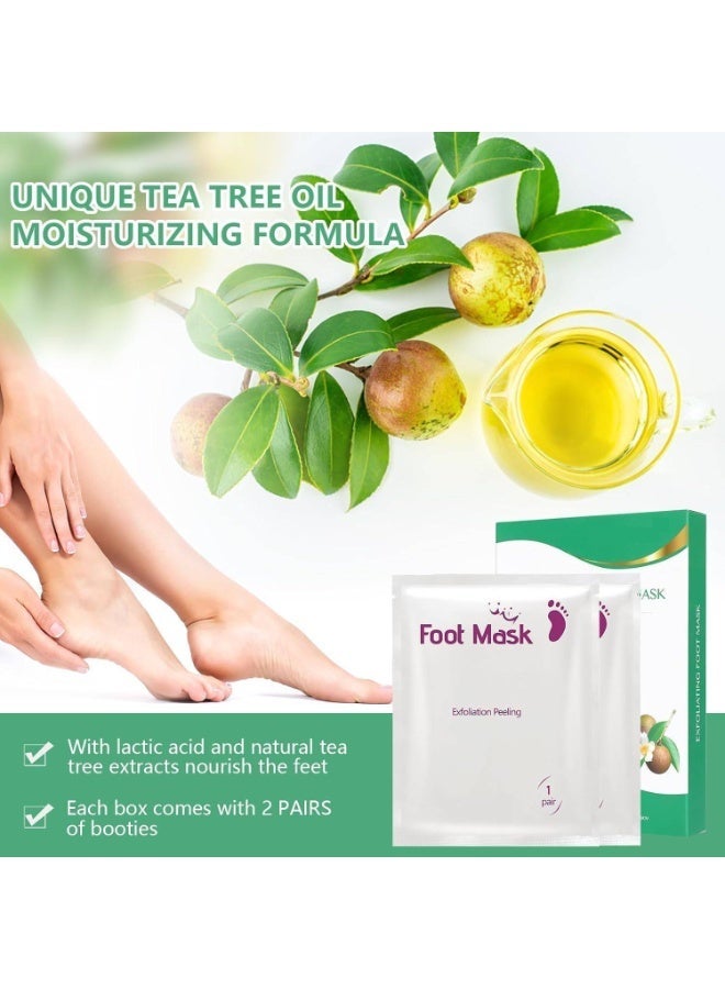 ChicAbode قناع تقشير القدم للبشرة الصلبة,زيت شجرة الشاي تقشير قناع تقشير القدم للبشرة الميتة,جوارب علاج الكعب المتشقق,صيغة النبات ترطيب الجوارب,قناع القدم إزالة الكالوس,2 زوج - Image 2