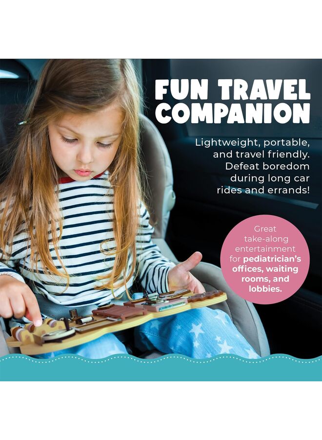 Montessori Sensory Activity Board, Fine Motor Skill Development Tool with 11 Learning Elements (Locks/Zipper/Keys), Travel Skill Practice Panel - Bear Design - Image 5