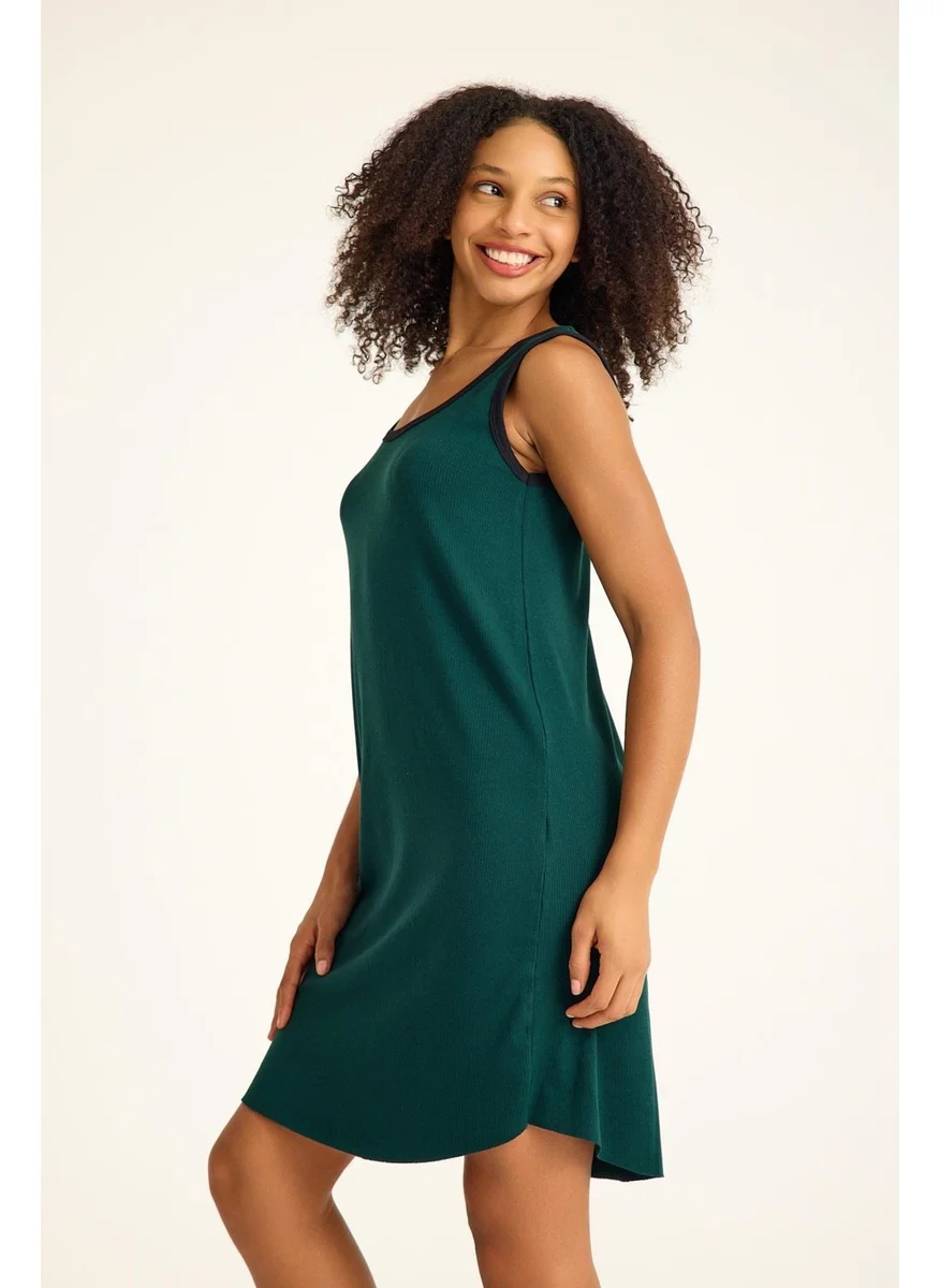 كوتن كونسيبت Square Neck Ribbed and Strappy Midi Dress