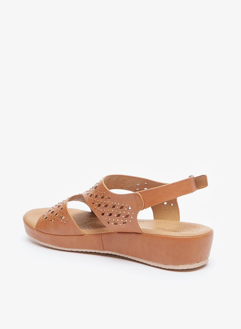 Flora Bella By Shoexpress Womens Embellished Open Toe Sandals with Buckle Closure