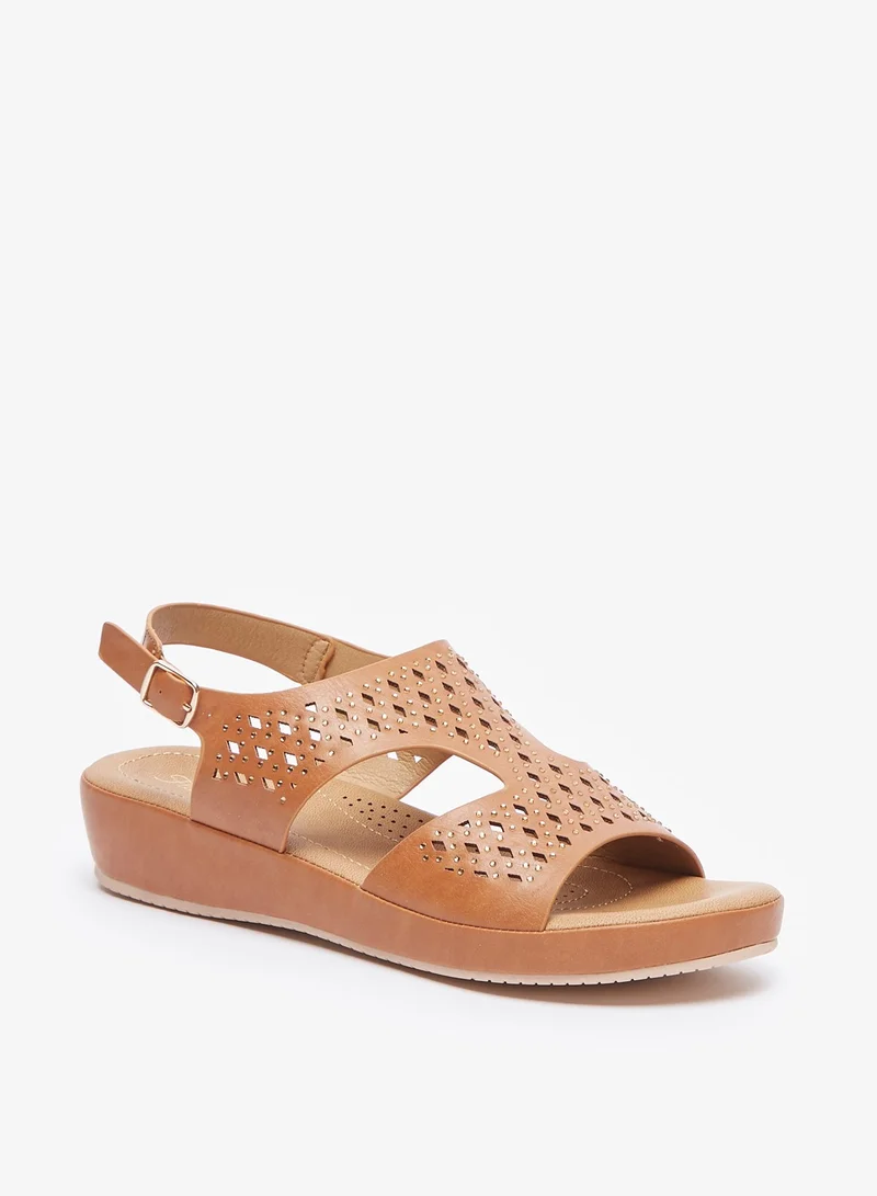 Flora Bella By Shoexpress Womens Embellished Open Toe Sandals with Buckle Closure