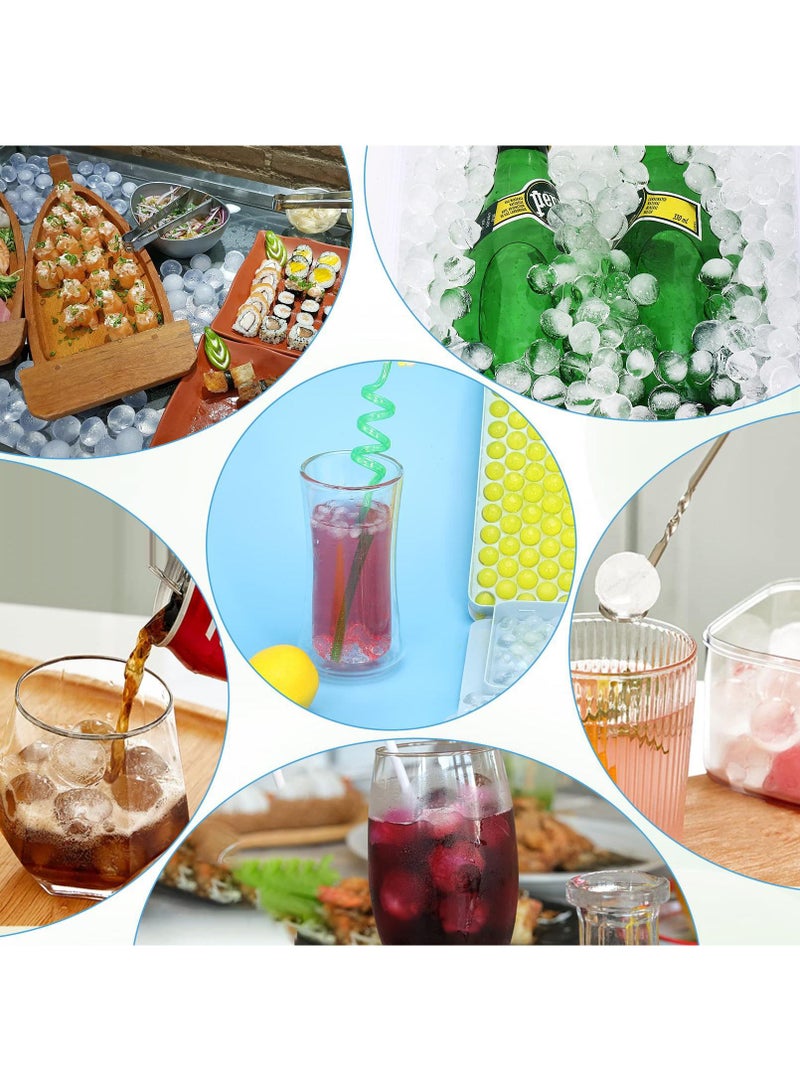 Sweet seven صواني مكعبات الثلج الصغيرة المريحة 4 قطع مع غطاء وصندوق - 4 قطع مكعبات ثلج صغيرة مستديرة للمشروبات الباردة، القهوة والمزيد - سهلة الإخراج، صواني ثلج مجروشة للفريزر - زرقاء - Image 2