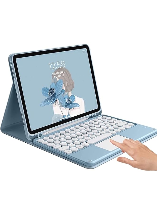 erorex Ipad 10Th Generation 2022 Keyboard Case With Touchpadround Key Color Keyboard Ipad 10 10.9 Inch Detachable Touch Keyboard Slim Smart Cover With Pencil Holder (Blue)  - Image 1