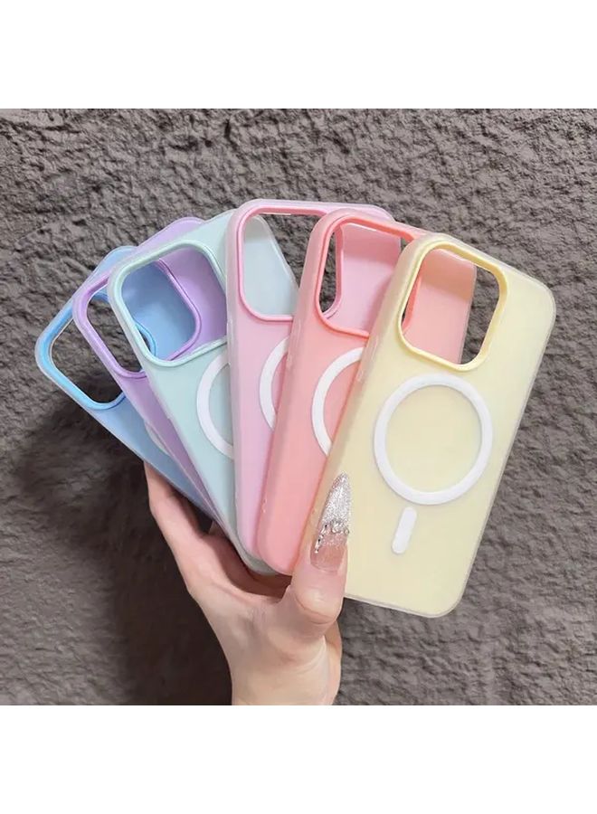 غطاء هاتف مغناطيسي أخضر فاتح لـ iPhone 14، غلاف واقي ثنائي الاستخدام بلون حلوى - Image 3