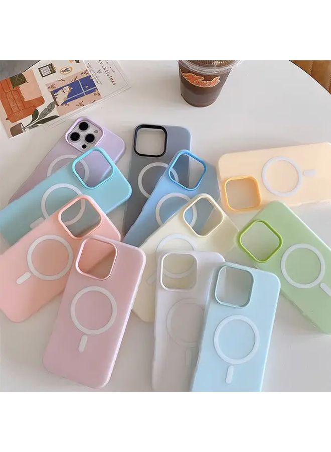 غطاء هاتف مغناطيسي أخضر فاتح لـ iPhone 14، غلاف واقي ثنائي الاستخدام بلون حلوى - Image 2