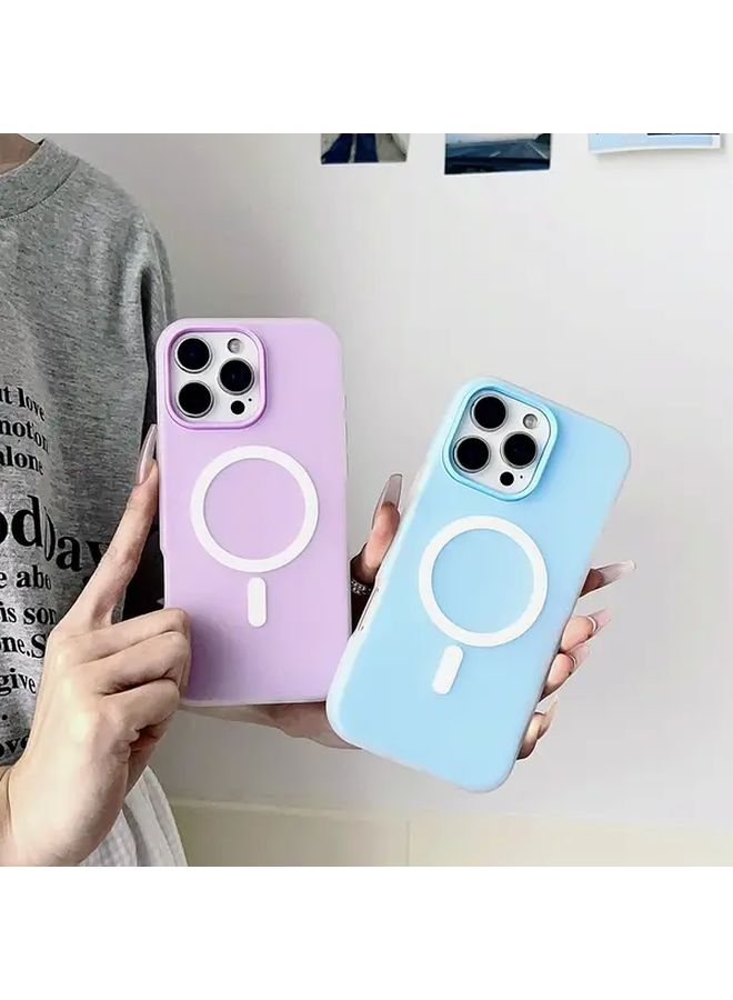 غطاء هاتف مغناطيسي أخضر فاتح لـ iPhone 14، غلاف واقي ثنائي الاستخدام بلون حلوى - Image 4