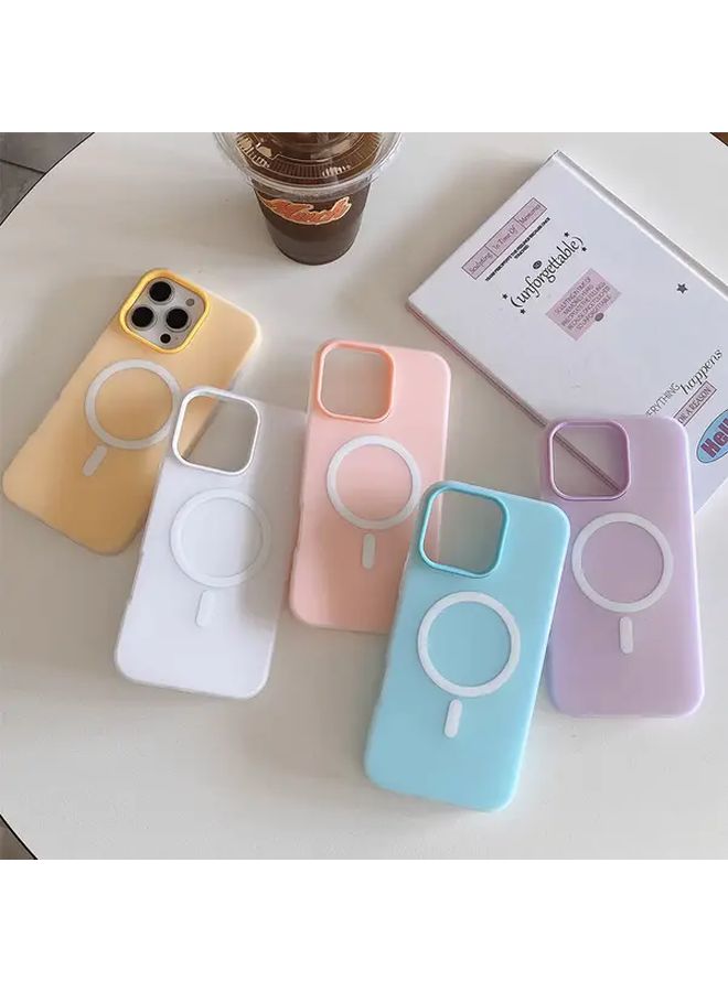 غطاء هاتف مغناطيسي أخضر فاتح لـ iPhone 14، غلاف واقي ثنائي الاستخدام بلون حلوى - Image 1
