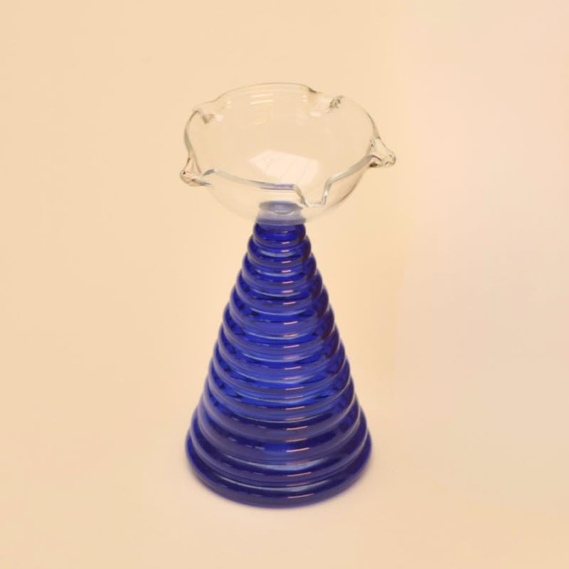 Muun Home Tall Blue Glass Diya Lamp for Pooja Room & Mandir | Decorative Oil Lamp for Diwali Decoration, Wedding, Housewarming & Festive Home Decor - Image 5