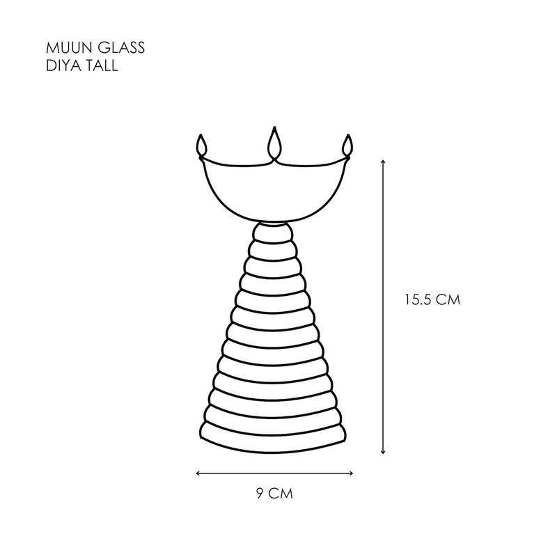 Muun Home Tall Blue Glass Diya Lamp for Pooja Room & Mandir | Decorative Oil Lamp for Diwali Decoration, Wedding, Housewarming & Festive Home Decor - Image 3