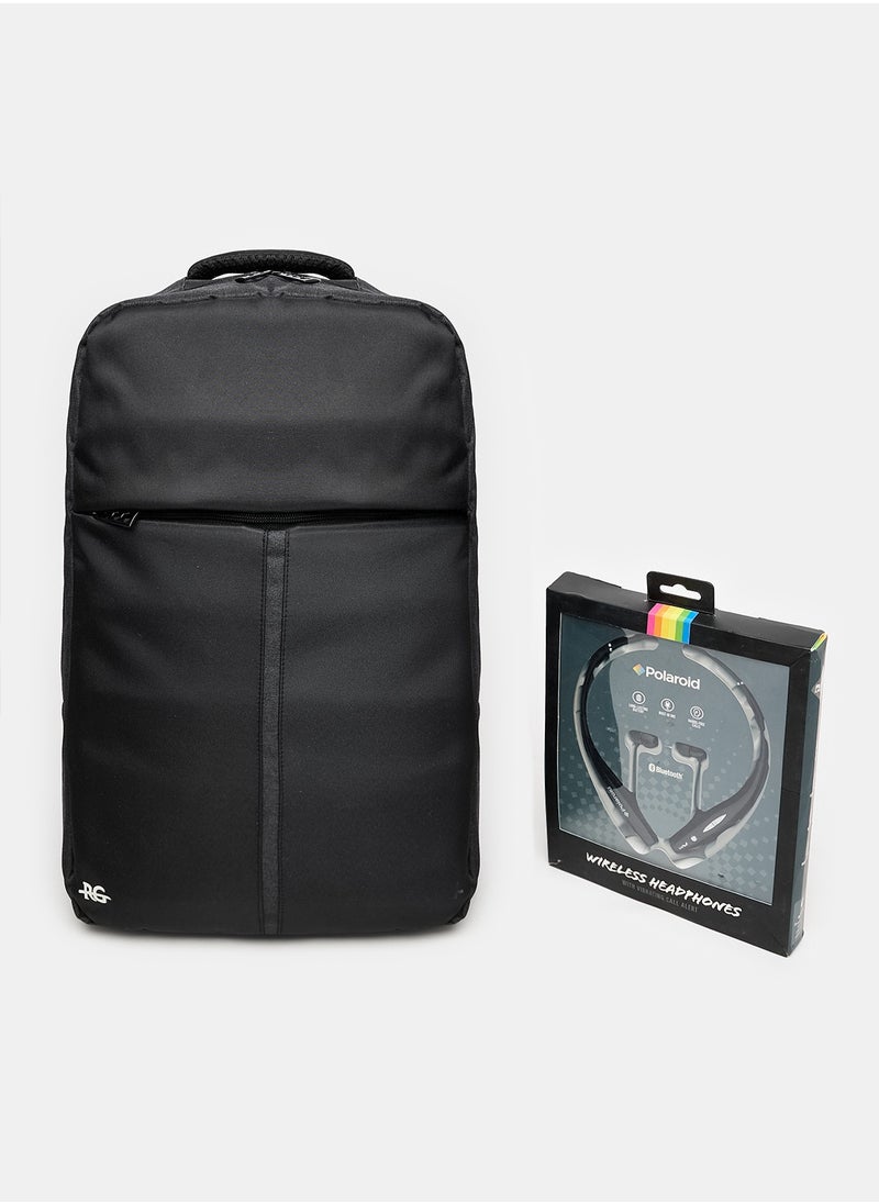 Generic CounterFlow Laptop Backpack With Computer Compartment With Polariod Neckband Headphone Black  - Image 1