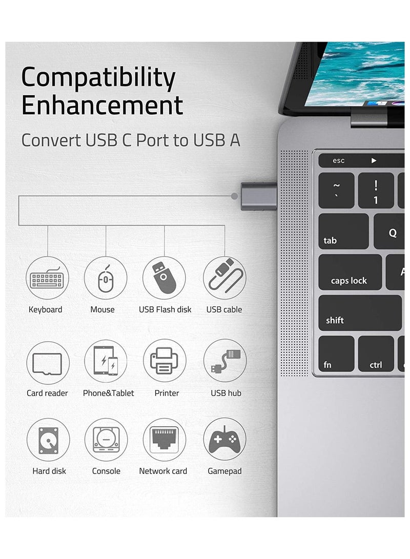 NIBEMINENT 2 Pack Space Gray USB-C TO USB 3.0 Adapter Thunderbolt 3 TO USB Adapter for macbook pro Galaxy S9 / S8 / TAB S3 DELL XPS All TYPE C Devices - Image 2