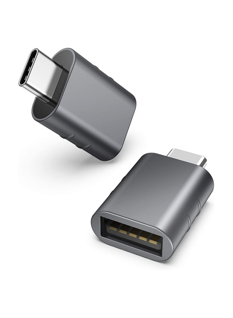 NIBEMINENT 2 Pack Space Gray USB-C TO USB 3.0 Adapter Thunderbolt 3 TO USB Adapter for macbook pro Galaxy S9 / S8 / TAB S3 DELL XPS All TYPE C Devices - Image 1