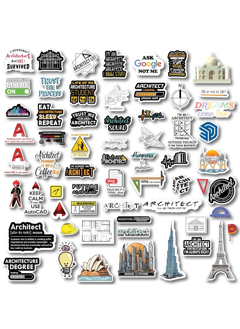 D2c D2C Architect Sticker Stickers Pack of 61 Glitter Finish Waterproof Stickers for Laptop Journal Scrapbook Diary Guitar Mobile  - Image 1