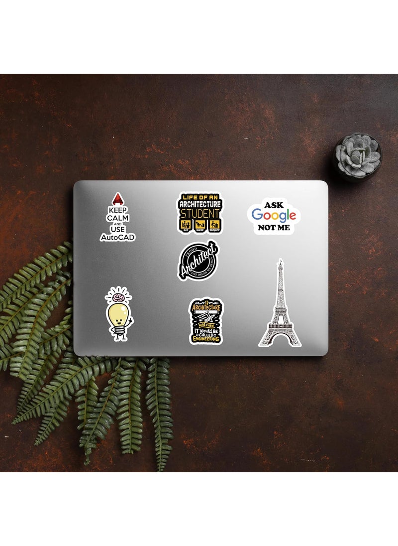 D2c D2C Architect Sticker Stickers Pack of 61 Glitter Finish Waterproof Stickers for Laptop Journal Scrapbook Diary Guitar Mobile  - Image 2